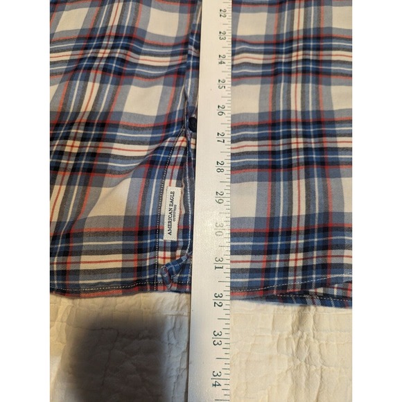 American Eagle Seriously Soft Button Down Shirt Sz XLT Red White Blue - Picture 8 of 10